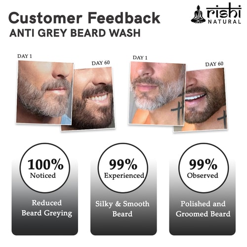 Visible result of Rishi Natural Anti Grey Beard Wash