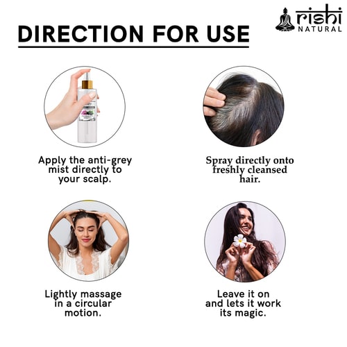 How to use only Rishi Natural Anti Grey Hair Mist