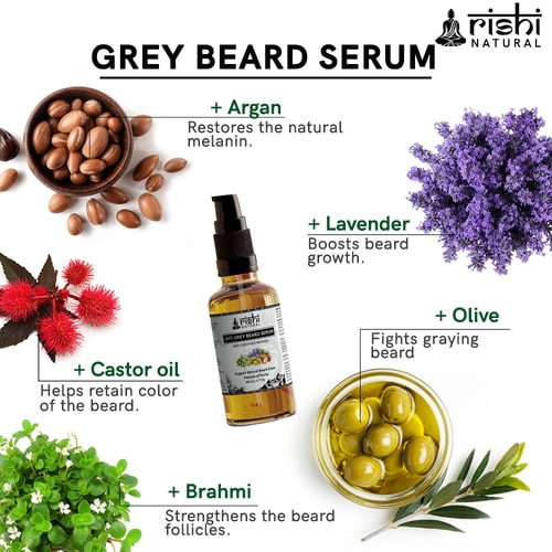 Ingredients used in Rishi Natural Anti Grey Beard Serum Oil